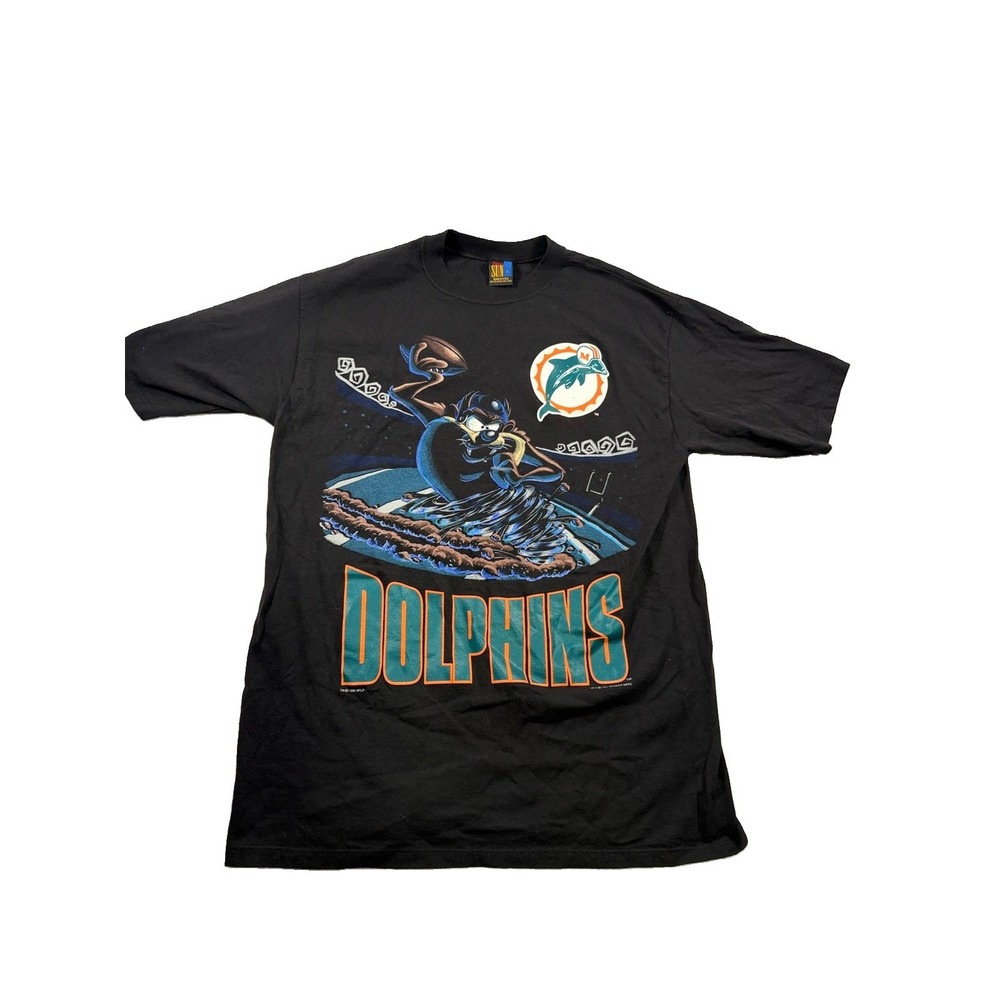 Vintage Miami Dolphins Taz Looney Tunes Tshirt 1990's Sun Brand Mens Large NFL